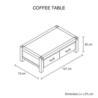 Coffee Table Solid Acacia Wood with 2 Drawers - Wood