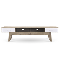 TV Stand White & Wood Oak