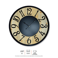Home Master Wall Clock Wood & Metal Look Stylish Design Large Numbers 60cm