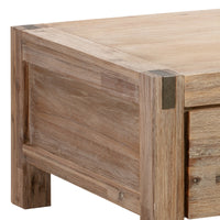 Coffee Table Solid Acacia Wood with 2 Drawers - Wood