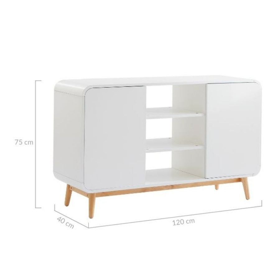 White Modern Retro Sideboard & TV Cabinet