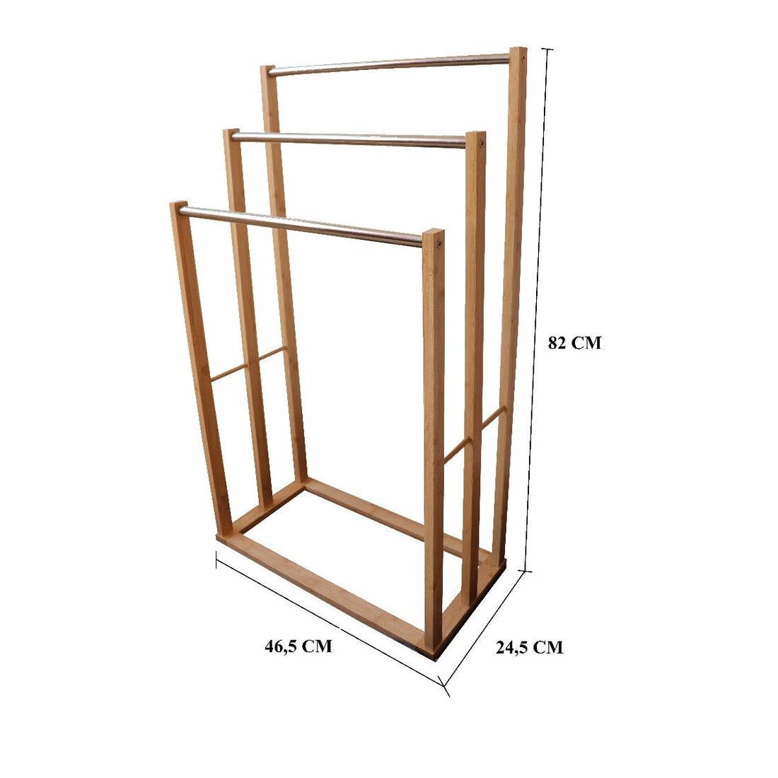 Bamboo Towel Bar Metal Holder Rack 3-Tier