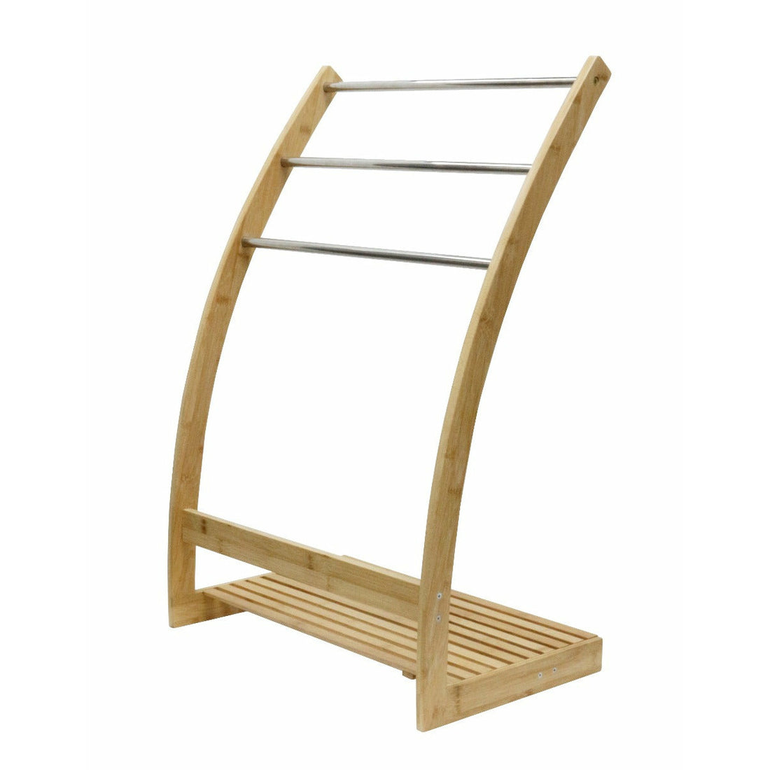 Bamboo Towel Bar Metal Holder Rack 3-Tier