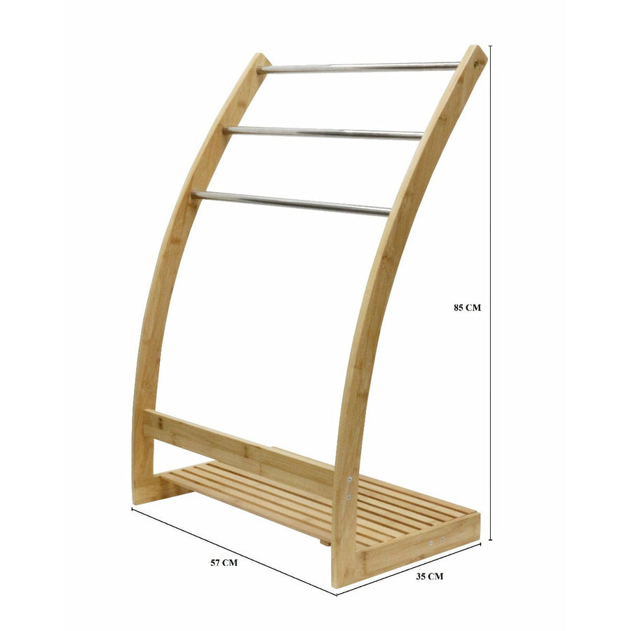 Bamboo Towel Bar Metal Holder Rack 3-Tier