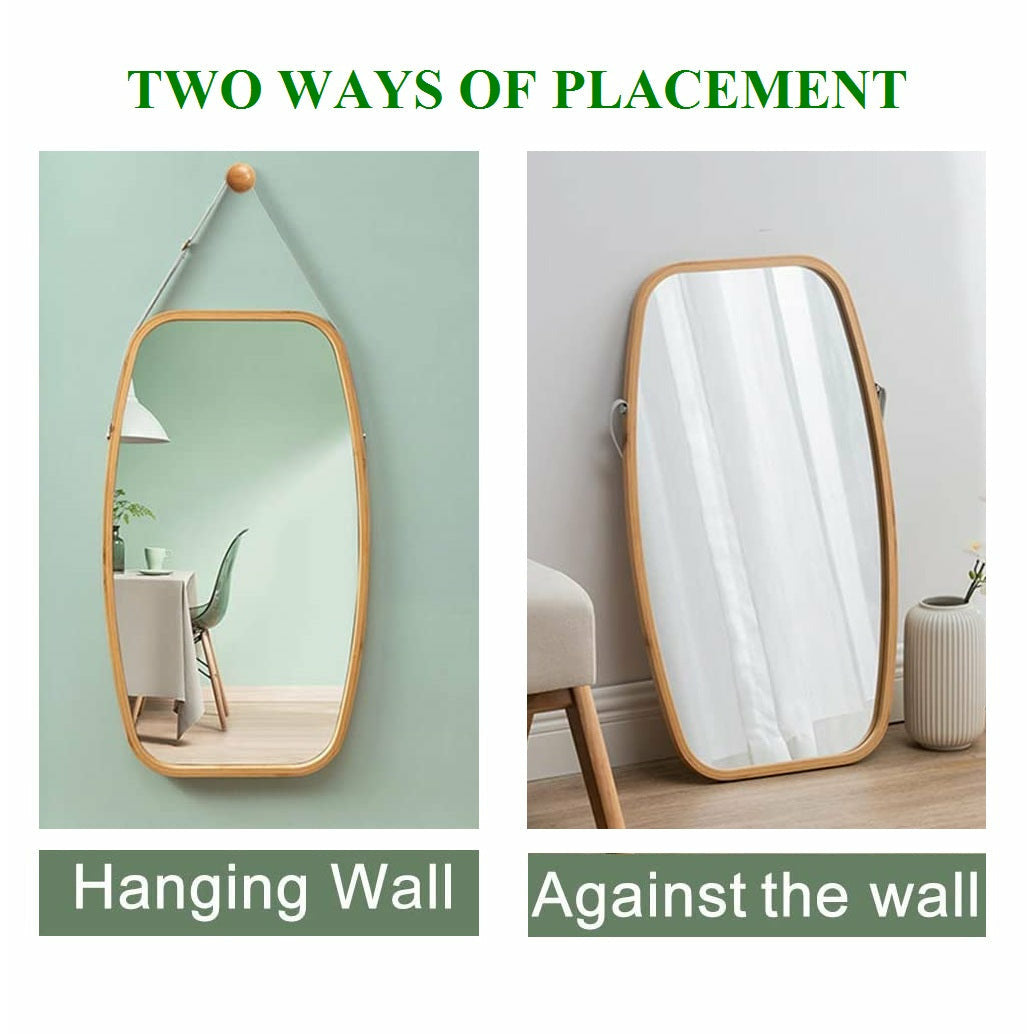 Hanging Full Length Wall Mirror - Solid Bamboo Frame