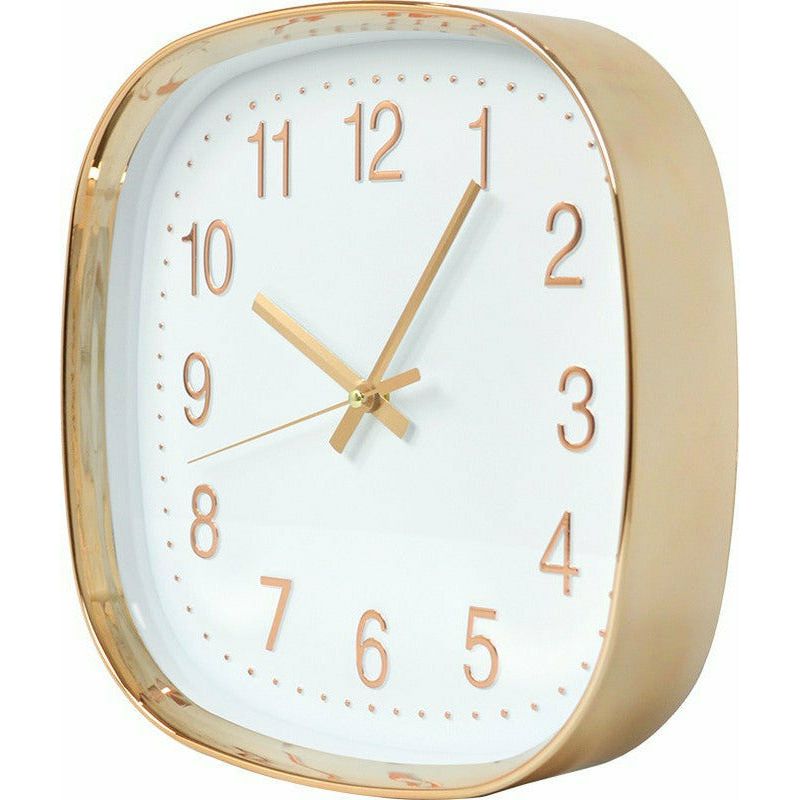 Gold & White - Squared Quartz Clock