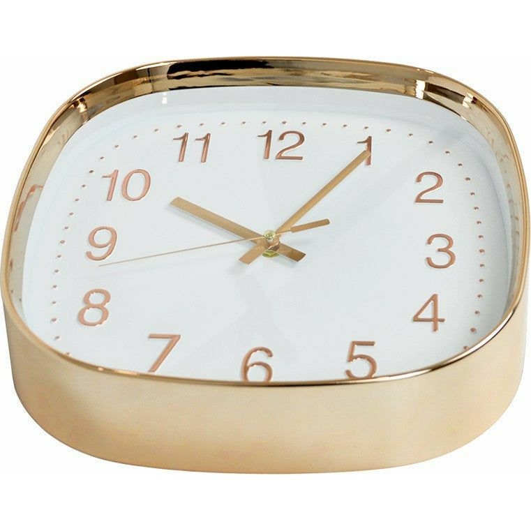 Gold & White - Squared Quartz Clock