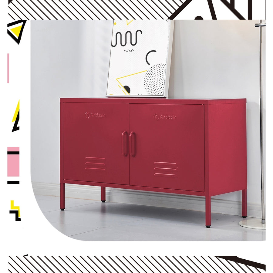 Buffet Sideboard Locker Metal Storage Cabinet - BASE Pink