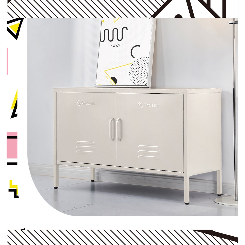 Buffet Sideboard Locker Metal Storage Cabinet - BASE White