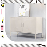 Buffet Sideboard Locker Metal Storage Cabinet - BASE White