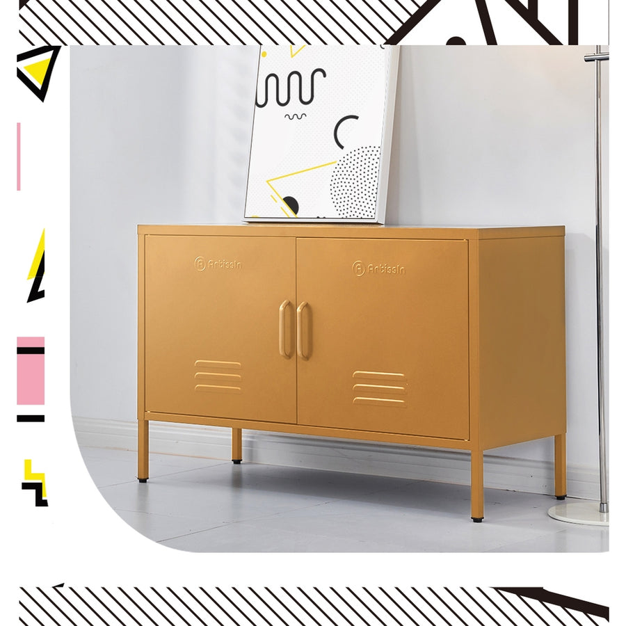 Buffet Sideboard Locker Metal Storage Cabinet - BASE Yellow