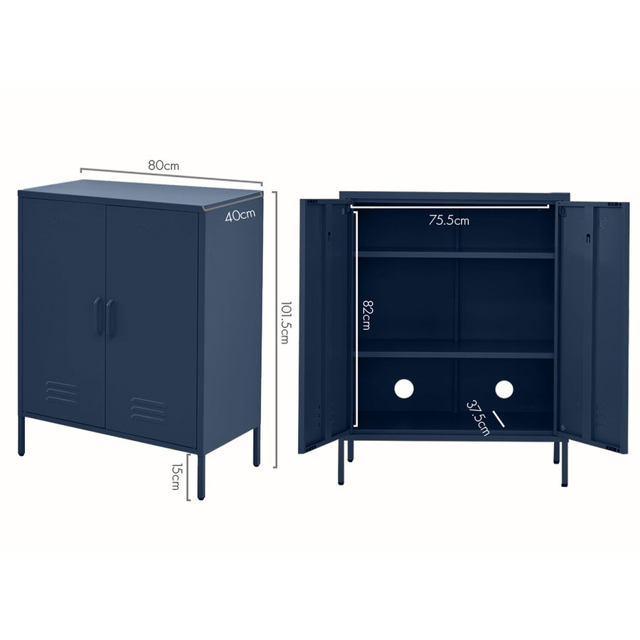 Buffet Sideboard Locker Metal Storage Cabinet - Blue