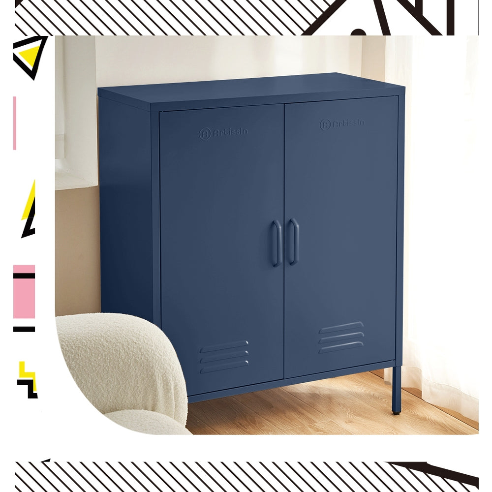 Buffet Sideboard Locker Metal Storage Cabinet - Blue