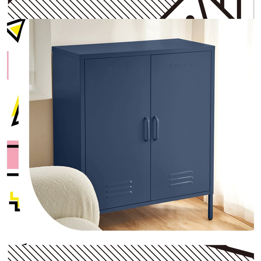 Buffet Sideboard Locker Metal Storage Cabinet - Blue