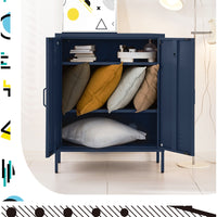 Buffet Sideboard Locker Metal Storage Cabinet - Blue