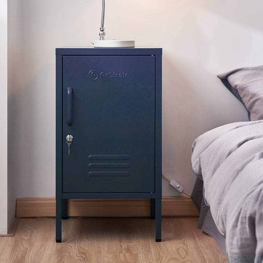 Metal Locker Storage Shelf Filing Cabinet Cupboard Bedside Table Blue