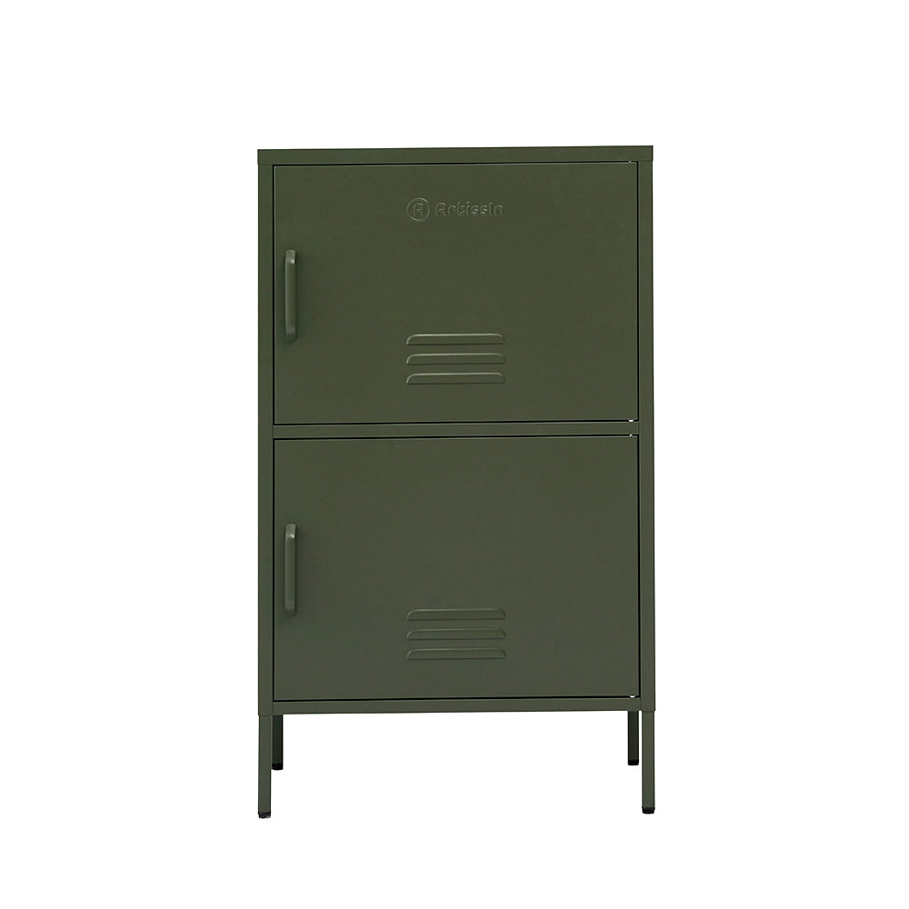 Double Storage Cabinet Shelf Organizer Bedroom Green