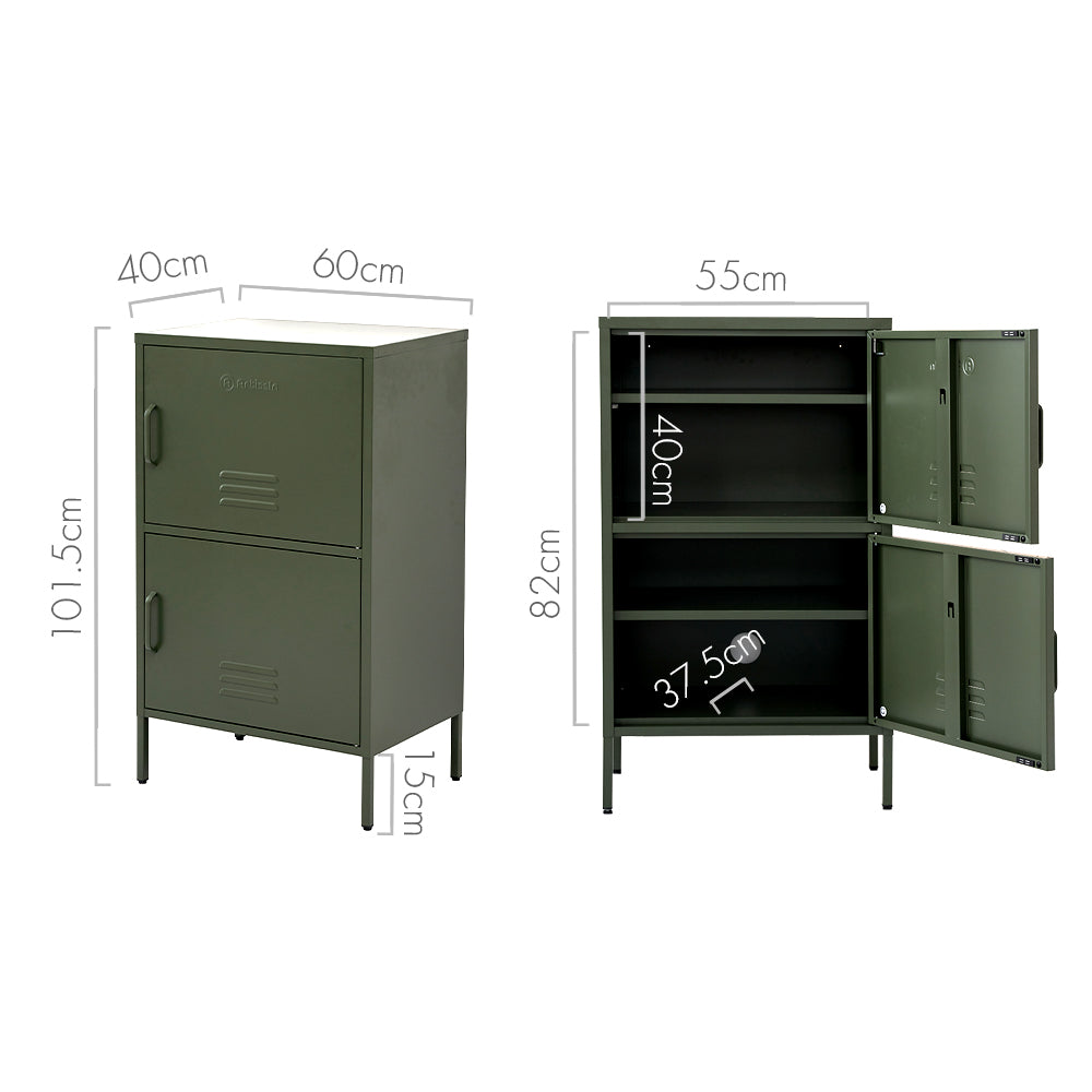 Double Storage Cabinet Shelf Organizer Bedroom Green