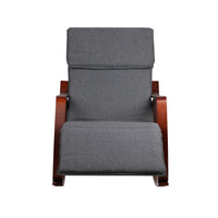 Fabric Rocking Armchair with Adjustable Footrest - Charcoal