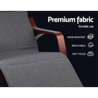 Fabric Rocking Armchair with Adjustable Footrest - Charcoal