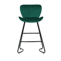 Artiss Set of 2 Bar Stools Kitchen Stool Velvet Dining Chairs Green Barstool Chair Metal