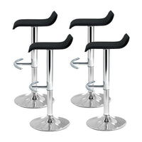 Set of 4 PU Leather Wave Style Bar Stools - Black