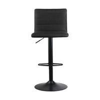 Set of 4 Faux Linen Bar Stools - Black