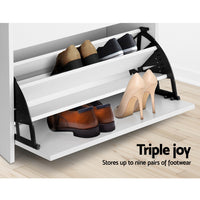 Shoe Cabinet Bench Shoes Organiser Storage Rack Cupboard White 15 Pairs