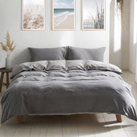 Washed Cotton Quilt Set Grey Double
