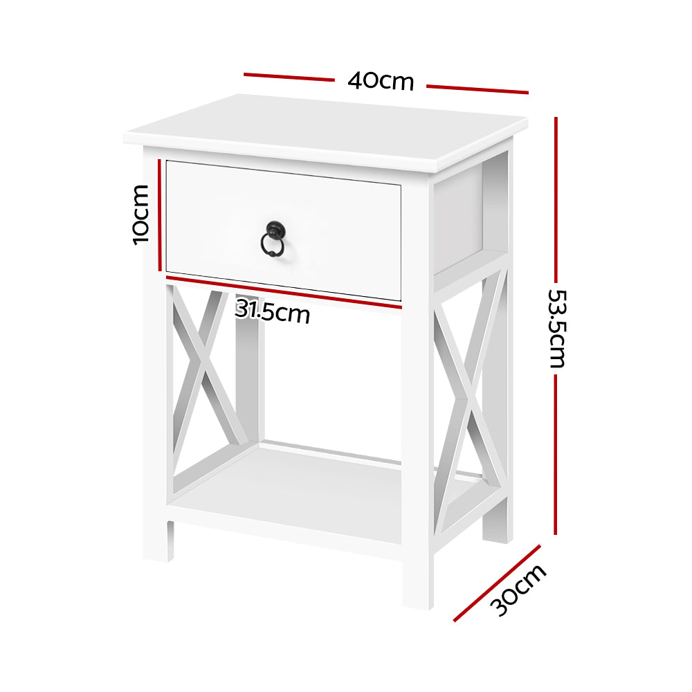 Set of 2 Bedside Tables Drawers Side Table Nightstand Lamp Chest Unit Cabinet