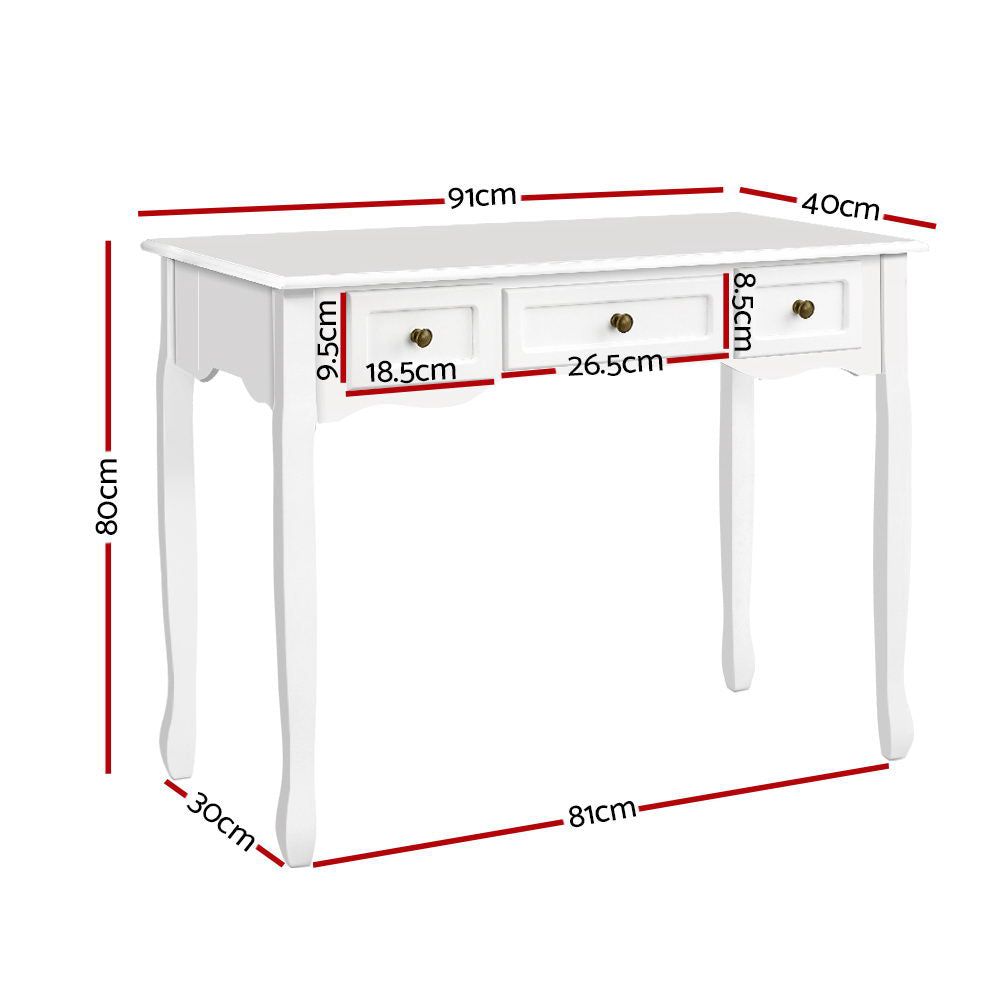 Hall Console Table Hallway Side Dressing Entry Wooden French Drawer White