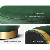 Storage Ottoman Foot Stool Round Velvet Foot Rest Pouffe Footstool Green