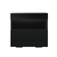 Bedside Tables Drawers Side Table RGB LED High Gloss Nightstand Black