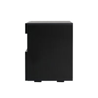 Bedside Tables Drawers Side Table RGB LED High Gloss Nightstand Black