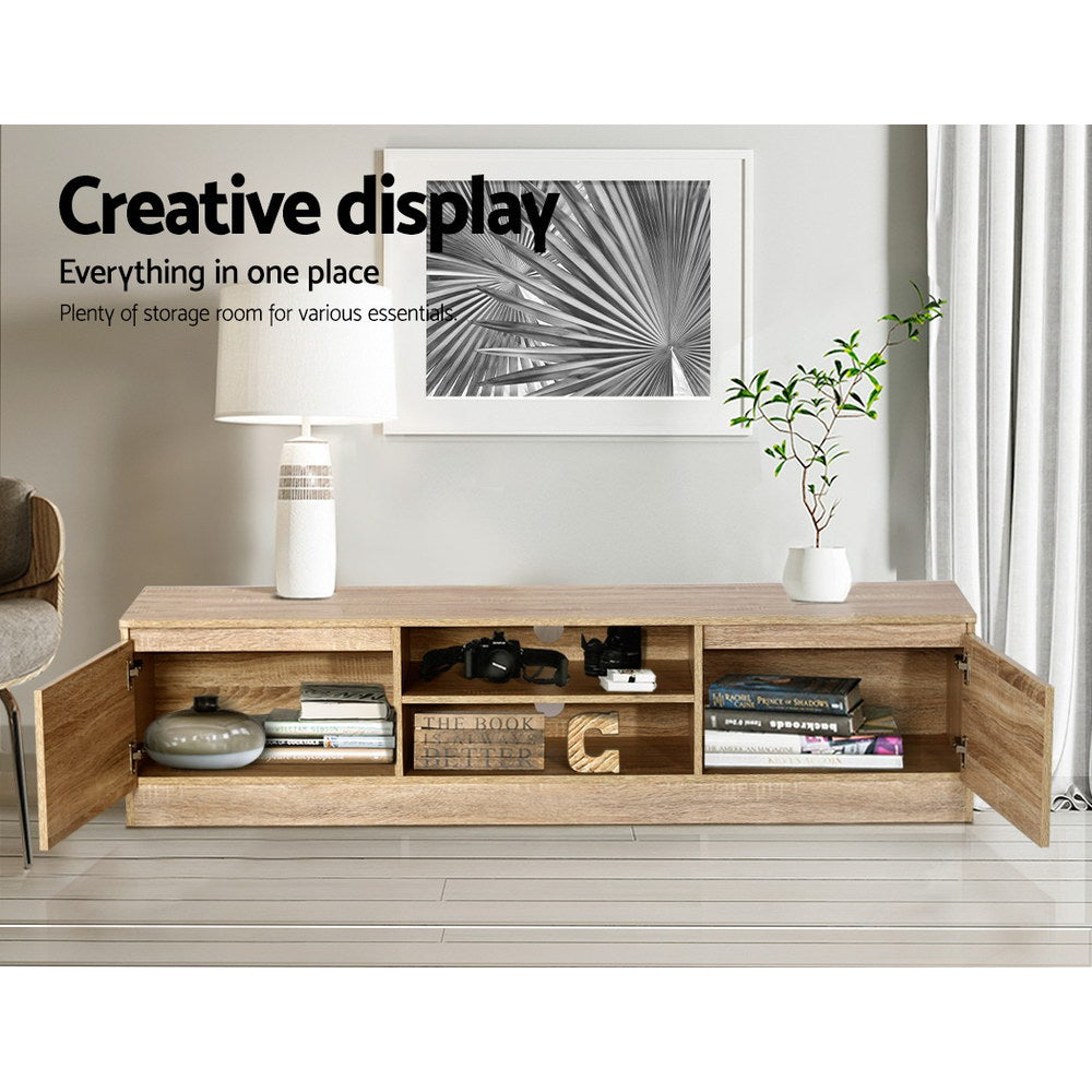 160CM TV Stand Entertainment Unit Lowline Storage Cabinet Wooden