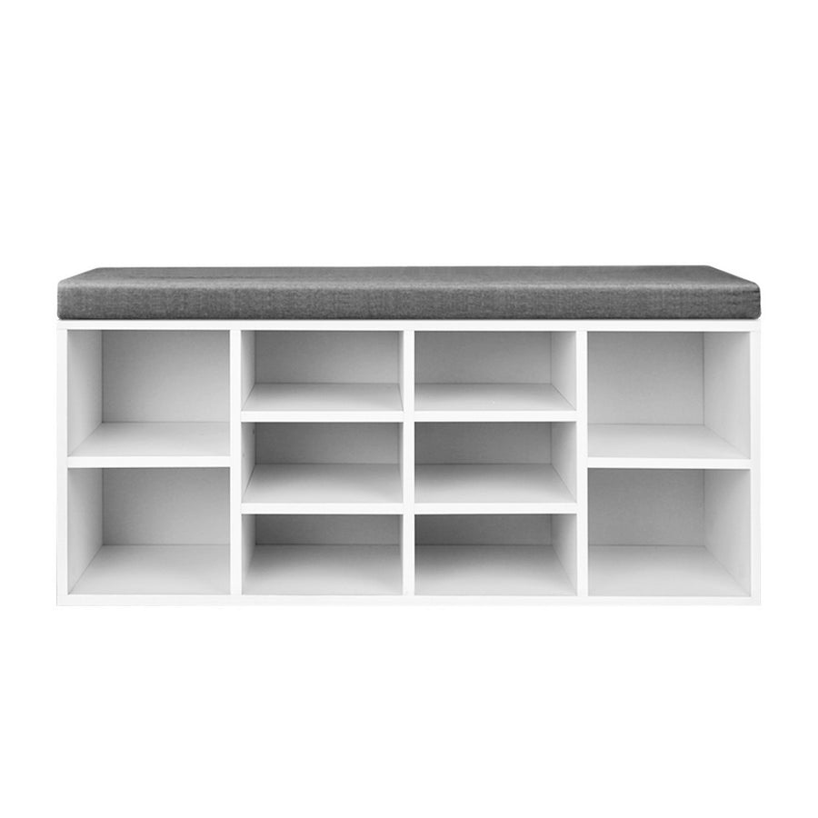 Fabric Shoe Bench with Storage Cubes - White