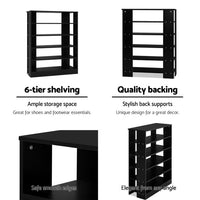 Shoe Cabinet Shoes Organiser Storage Rack 30 Pairs Black Shelf Wooden