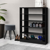 Shoe Cabinet Shoes Organiser Storage Rack 30 Pairs Black Shelf Wooden