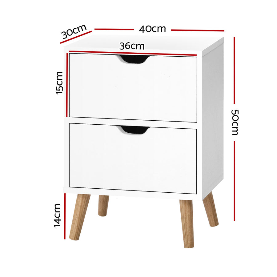 Bedside Tables Drawers Side Table Nightstand White Storage Cabinet Wood