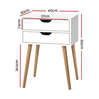 Bedside Tables Drawers Side Table Nightstand Wood Storage Cabinet White