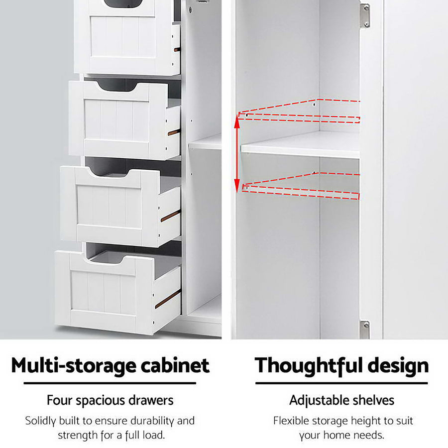 Bathroom Tallboy Storage Cabinet - White