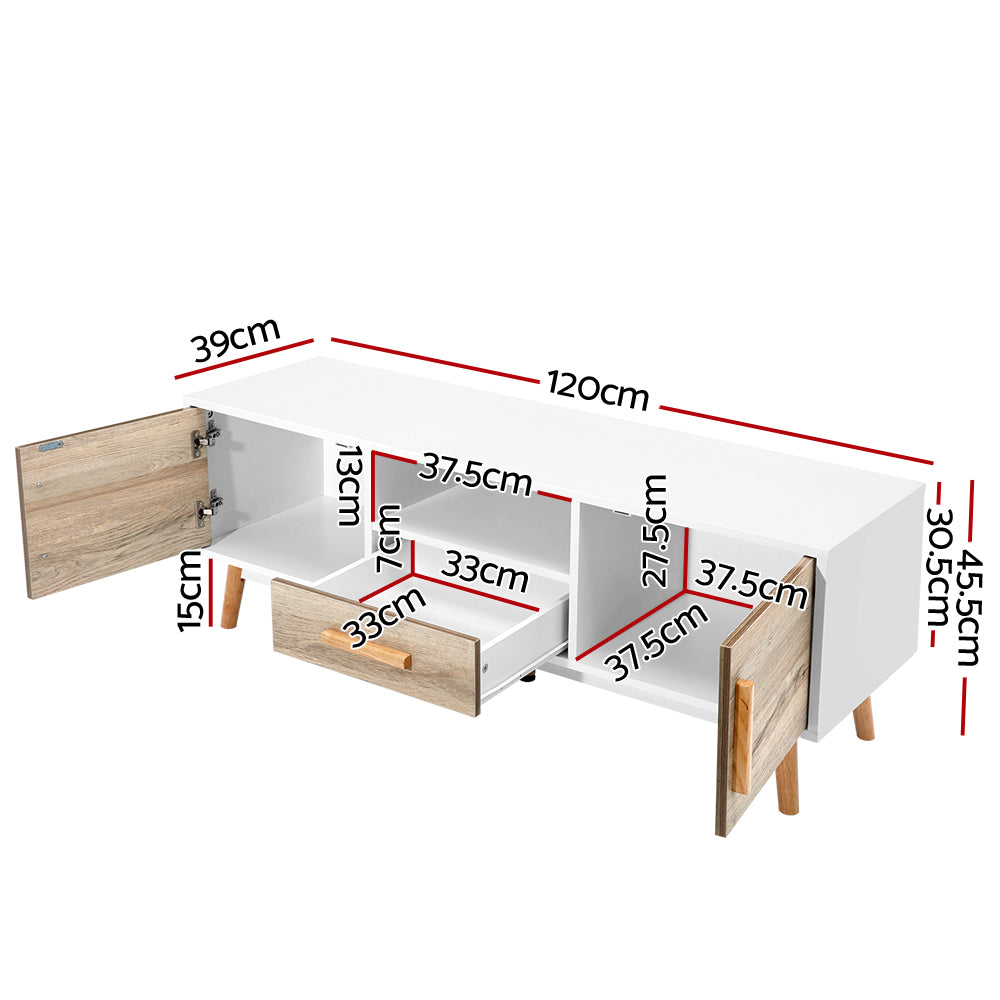 Wooden Entertainment Unit - White & Wood