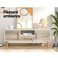 Wooden Entertainment Unit - White & Wood