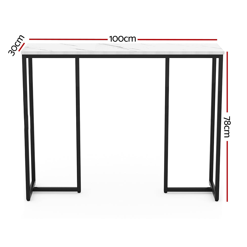 Console Table Hallway Table With Marble Effect Tabletop White Entry Table