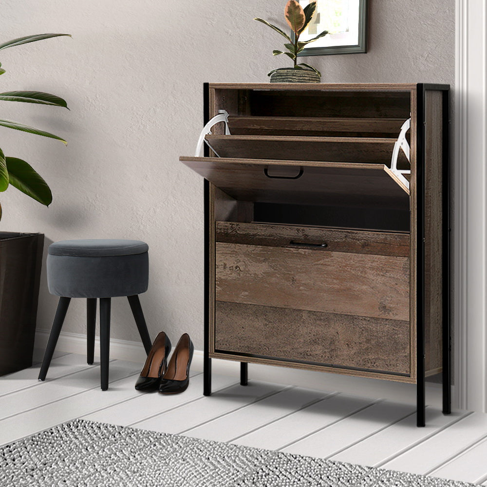 Industrial Rustic Shoe Cabinet - Wooden