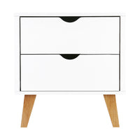 2 Drawer Wooden Bedside Tables - White