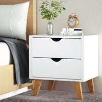 2 Drawer Wooden Bedside Tables - White