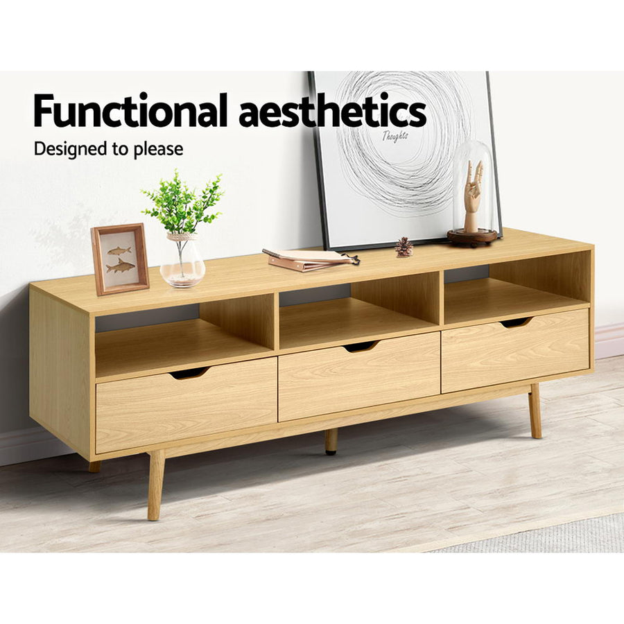 Wooden Scandinavian Entertainment Unit - Natural