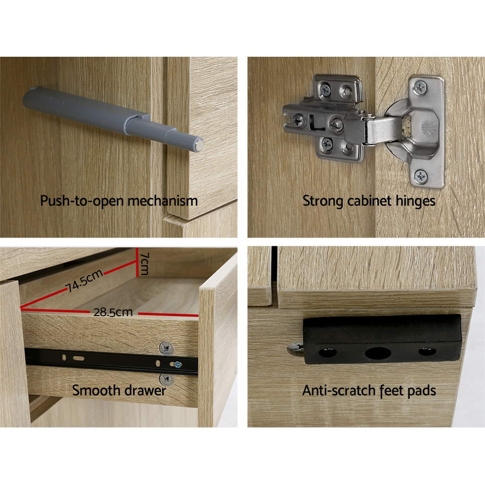 Wooden Sidetable Cabinet - 4 Doors