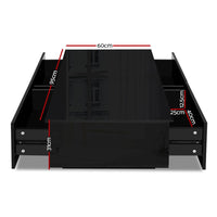 Modern Coffee Table 4 Storage Drawers High Gloss Living Room Furniture Black